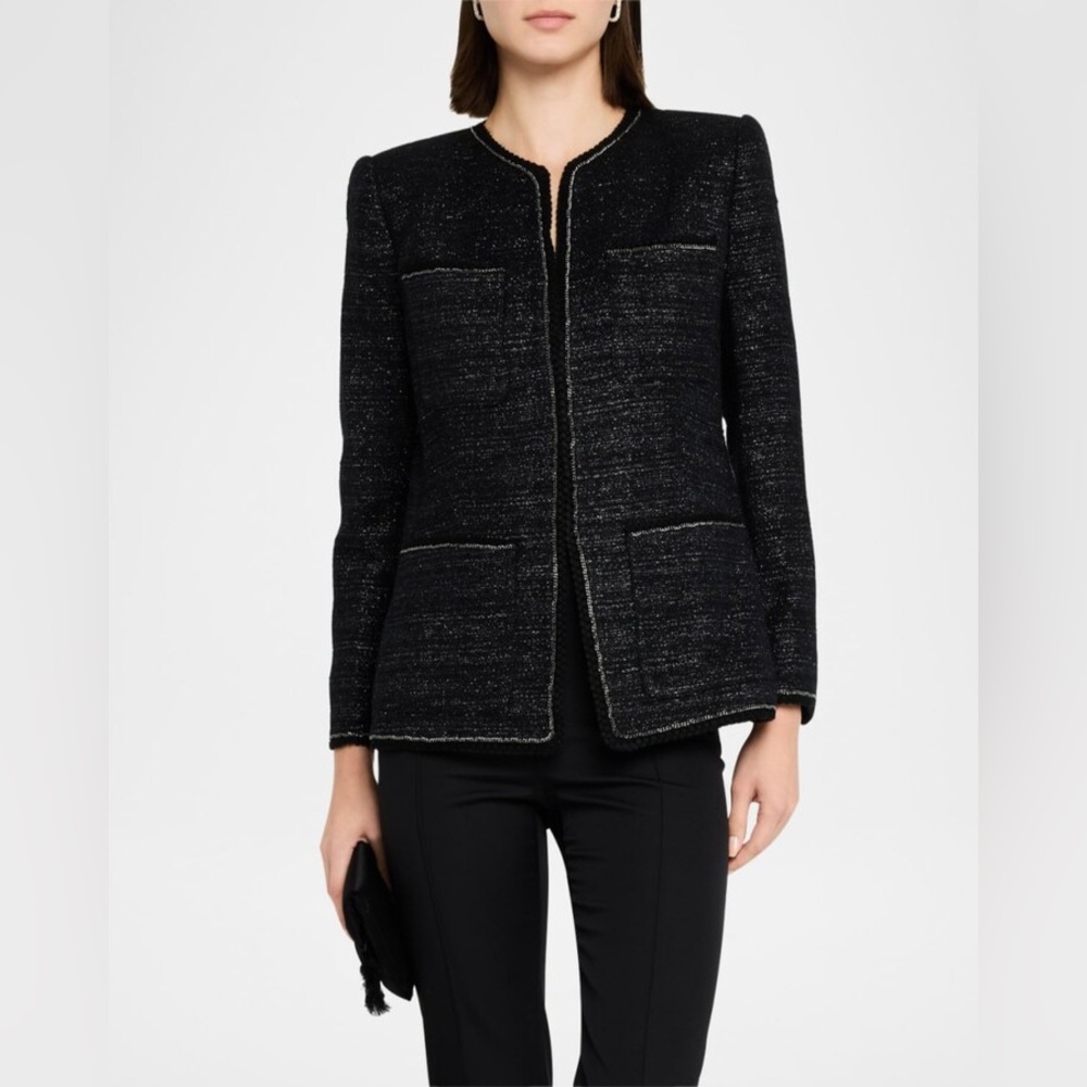 KOBI HALPERIN TEIGEN CHAIN-TRIM METALLIC TWEED JACKET